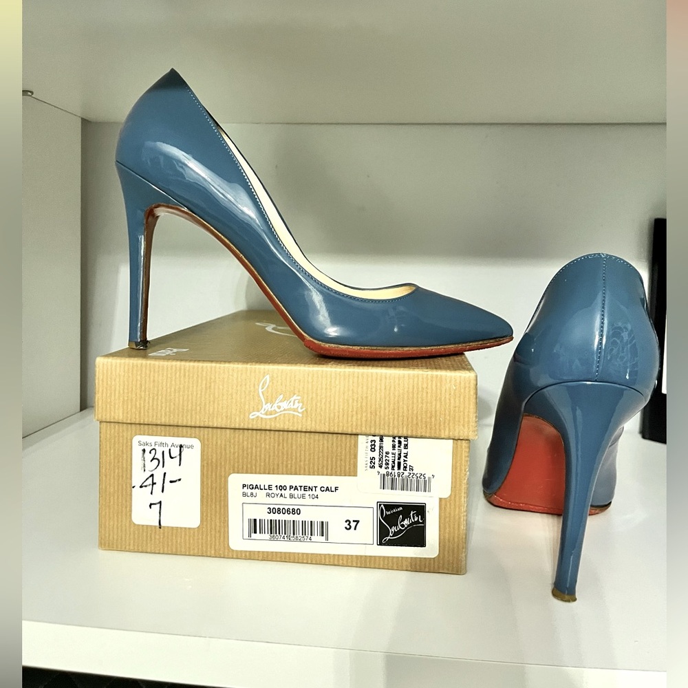 Christian louboutin 37 pigalle 100 patent blue